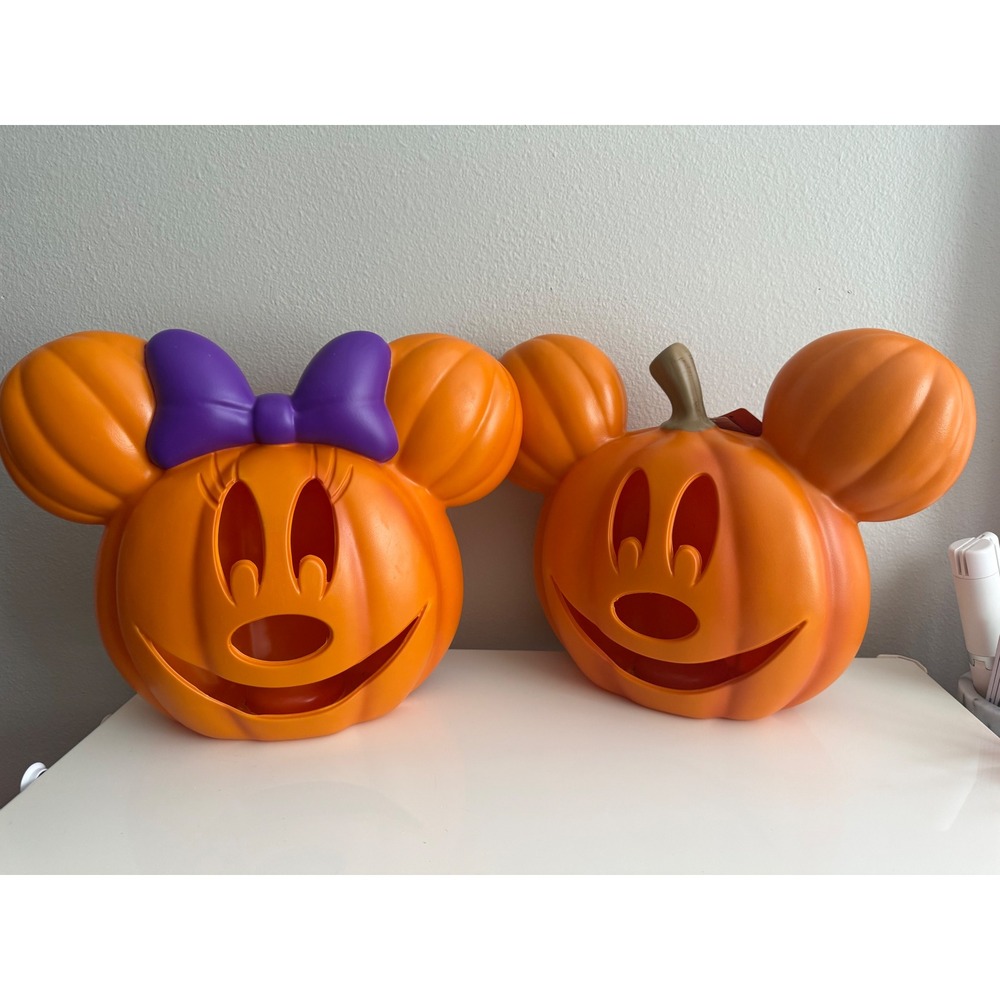 Disney Mickey Minnie Mouse Light Up Halloween Pumpkin Jack-O-Lantern Blow Mold 2